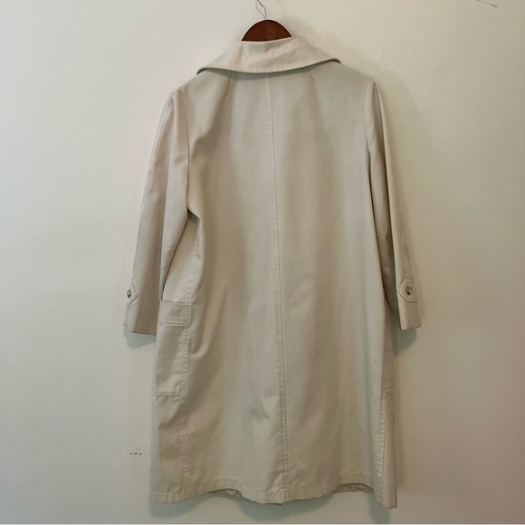 VTG London Fog Maincoats Women's Cream Double Breasted Trench Coat Petite 12 - Picture 9 of 10